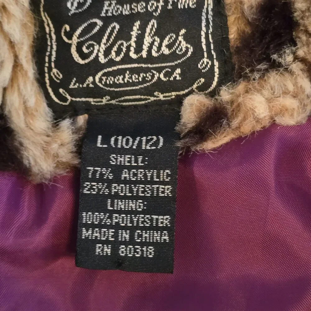 Lucky Brand House of Fire Leopard Print Brown Jacket Cropped Girls L 10/12